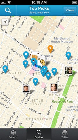 Screenshots from Foursquare - Apple and Foursquare talking about sharing local data