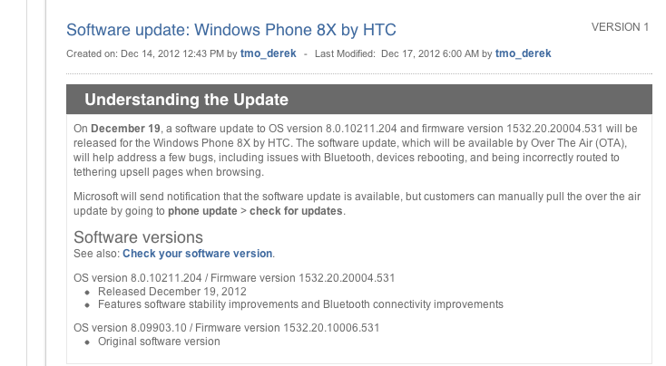 Portico Windows Phone update to hit T-Mobile HTC 8X tomorrow