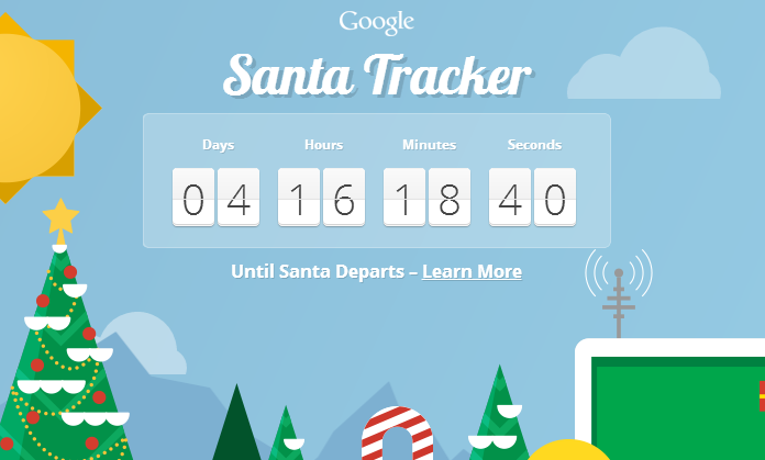 The Google Santa Tracker countdown clock on the web site - Ho Ho Ho: Track Santa with new Android app