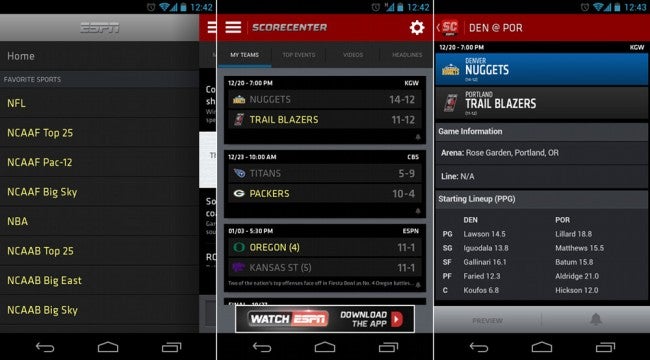ESPN ScoreCenter for Android gets complete UI overhaul