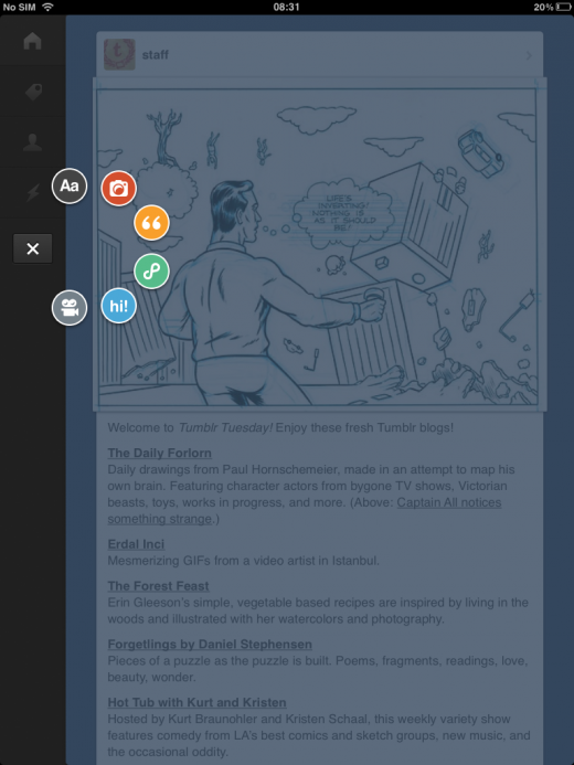 Soon after Android, Tumblr for iOS gets tablet support as well