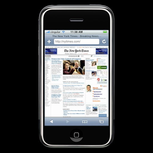 Using Safari on the original Apple iPhone; check out the carrier's name! - If Steve Jobs had his way, your Apple iPhone would have the "Freedom" browser