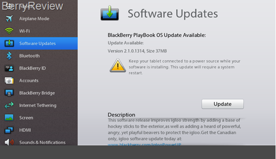RIM adds a special igloo update for Canadians - Update to BlackBerry PlayBook includes special igloo update for Canadians