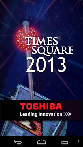 Screenshots from the 2013 Times Square Ball Drop app - Even if you're not in Times Square, you can watch the ball drop in real time over your phone or tablet