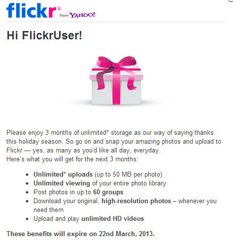 Flickr offers a free trial to its Pro service - Flickr gives out free three month trial to its Pro service after Instagram furor