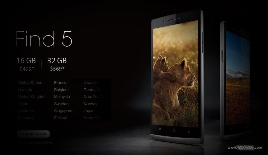 The Oppo Find 5 is coming to many more countries than expected - Will the Oppo Find 5 hit your country in Q1? 32GB model of the phone is on the way