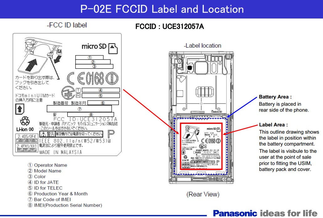 Panasonic P-02E - Panasonic P-02E Android smartphone is real, clears the FCC on its way to Japan