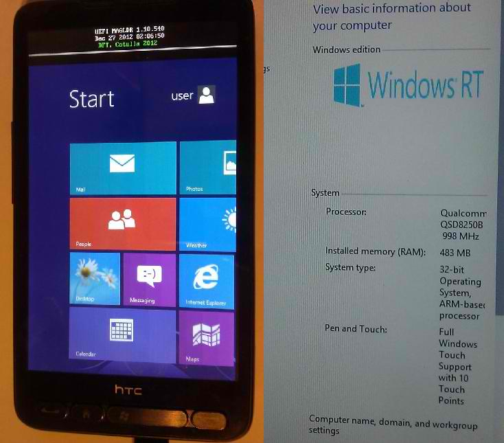 Hackers fit HTC HD2 with Windows RT for some reason