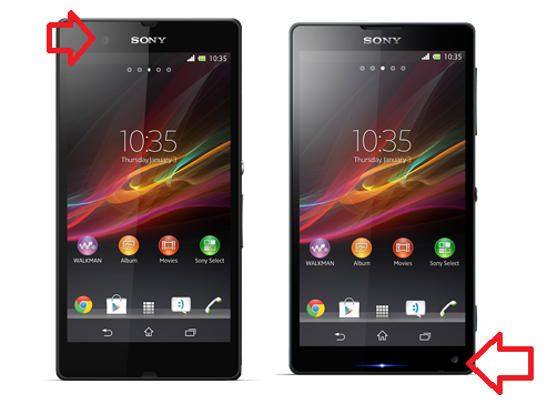 The Sony Xperia Z (L) and Sony Xperia ZL (R); note the different front camera placement - Sony&#039;s website leaks photos of Sony Xperia Z and Sony Xperia ZL