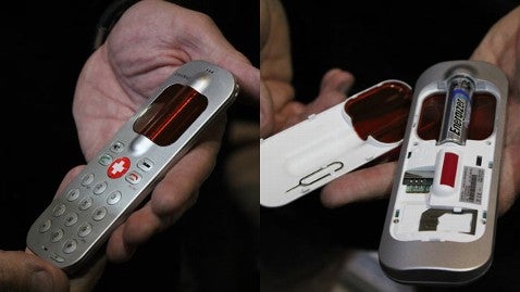 The SpareOne uses a AA battery - The SpareOne Cellphone uses one AA battery