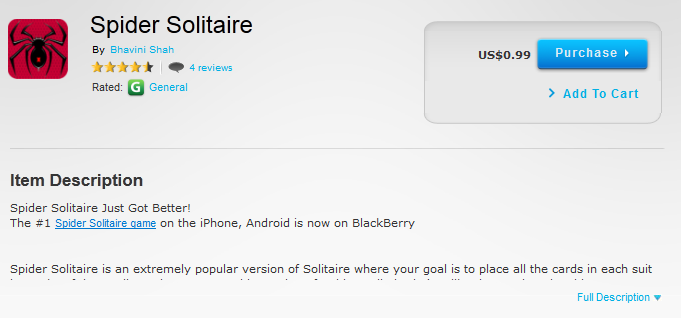 One of the games alleged to have been pirated from the Google Play Store - Pirated apps show up in BlackBerry App World