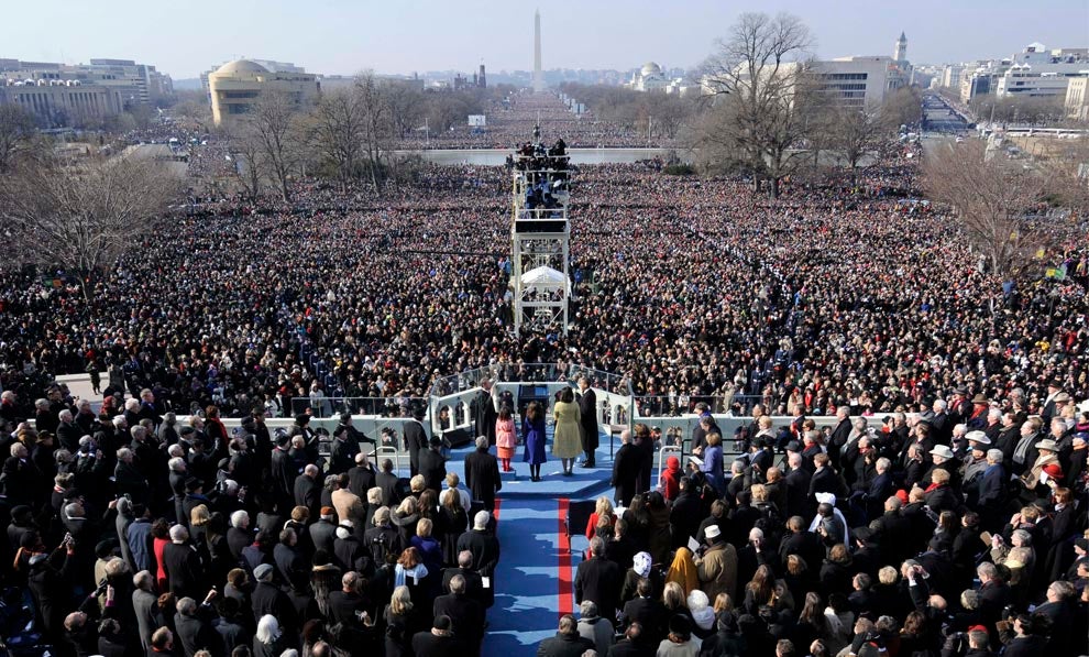 A large crowd watched Obama's first inauguration - Sprint beefs up its network in D.C. prior to inauguration using COWS and more