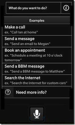 Voice Controls on BlackBerry 10 - Leaked BlackBerry 10 screenshot shows Voice Control; RIM's shares soar 10%