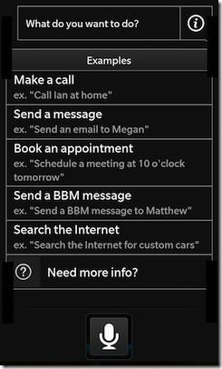 Voice Controls on BlackBerry 10 - Leaked BlackBerry 10 screenshot shows Voice Control; RIM&#039;s shares soar 10%