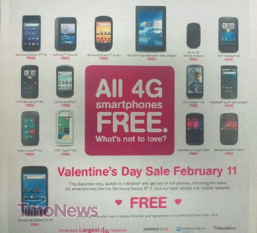 Promotion for last year&#039;s T-Mobile Valentine&#039;s Day sale - T-Mobile news: 2013 Valentine&#039;s Day Sale and blackout period during April and May