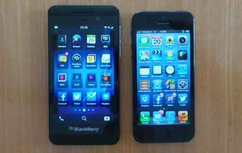 The BlackBerry Z10 and the Apple iPhone 5 - BlackBerry Z10 appears competitive against Apple iPhone 5