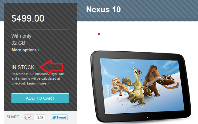 This time the Google Nexus 10 is back IN stock - It&#039;s baaaack: Google Nexus 10 returns to Google Play Store after a half day&#039;s absence