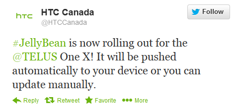 HTC Canada says Android 4.1 is coming to Telus&#039; HTC One X - Telus about it: Canadian carrier Jelly Beans HTC One X OTA