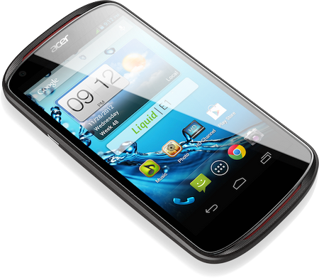 Two shots of the Acer Liquid E1 - Acer Liquid E1 is a midrange Android smartphone