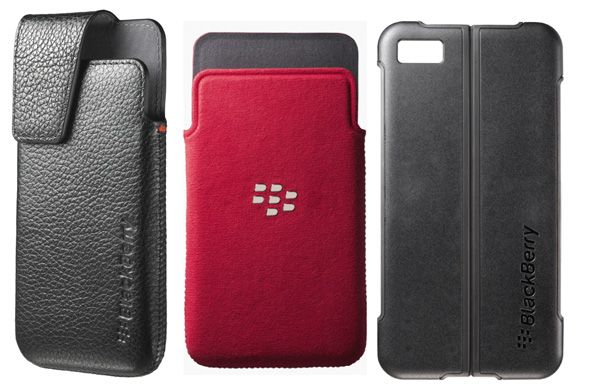 OEM cases for the BlackBerry Z10 - OEM BlackBerry Z10 cases are pictured