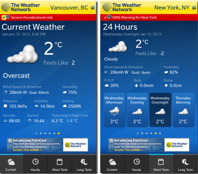 The Weather Network for BlackBerry 10 - The Weather Network shows off its BlackBerry 10 app