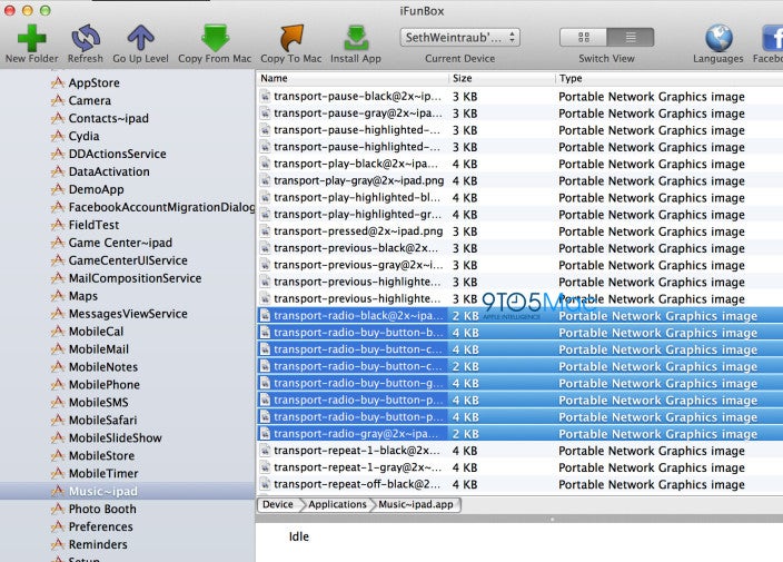 The file that contained the icons - Hidden icons in iOS 6.1 point to streaming music service by Apple