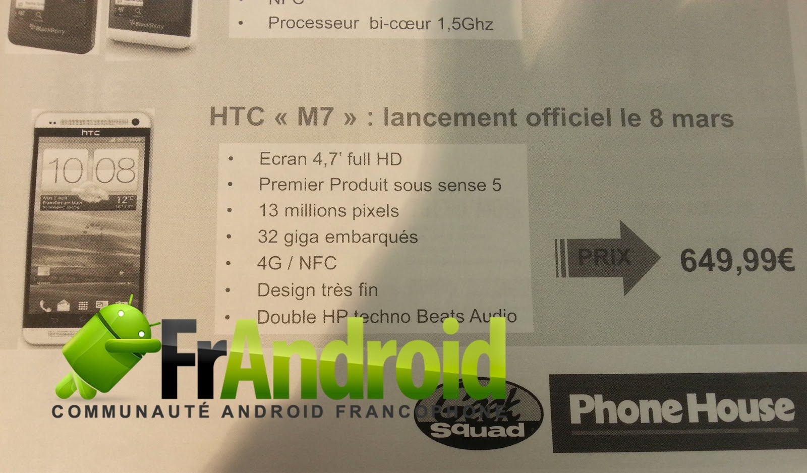 HTC M7 arriving March 8 in France for €650 with the exact same name