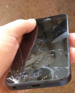 A cracked Apple iPhone 5 - 23% of Apple iPhone screens are cracked, according to a survey