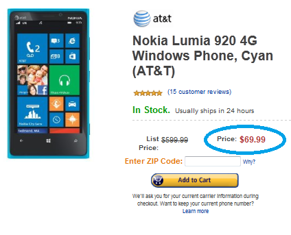 The Nokia Lumia 920 is $69.99 from Amazon - Amazon deal on Nokia Lumia 920 has all colors just $69; Nokia Russia gives you kickstand ideas