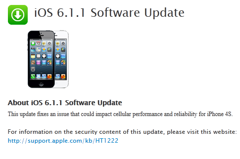 Apple iPhone 4S users are getting a bug fix - Apple launches iOS 6.1.1 to fix Apple iPhone 4S problems
