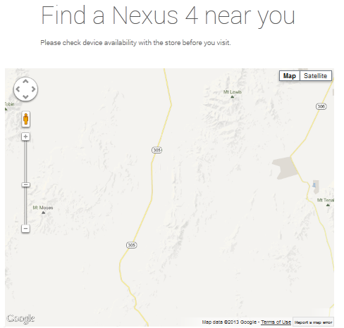 Find the closest store to you that sells the Google Nexus 4 - Google launches retail store locator for Google Nexus 4