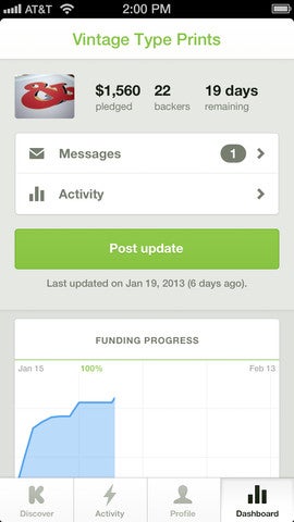 Kickstarter launches official app for iOS