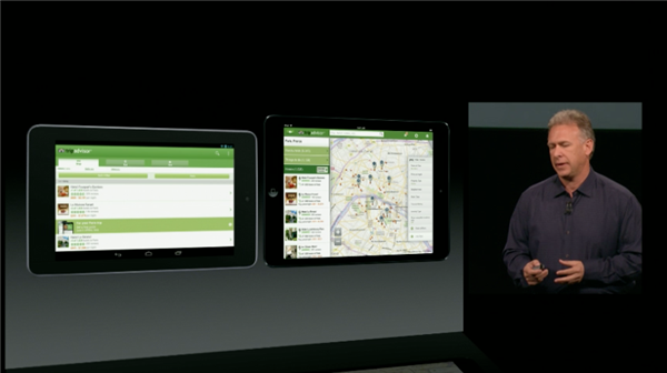 Phil Schiller shows off an optimized iPad app vs. an Android app - Apple&#039;s new ad campaign for the Apple iPad focuses on apps