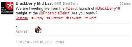 BlackBerry Mid East is ready for Monday's BlackBerry Z10 launch in Beirut - BlackBerry Z10 to launch in two more places over the next 24 hours