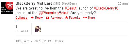 BlackBerry Mid East is ready for Monday&#039;s BlackBerry Z10 launch in Beirut - BlackBerry Z10 to launch in two more places over the next 24 hours