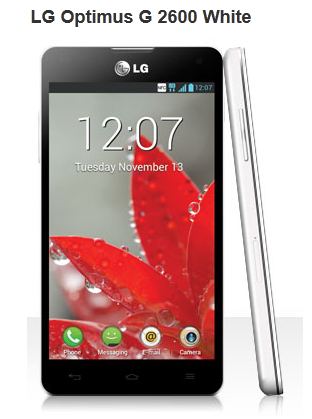 Rogers&#039; white LG Optimus G - LG Optimus G in white available from Rogers, uses 2600MHz LTE for faster data speed