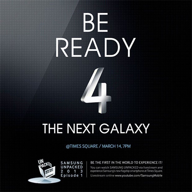 Samsung tweets 'Be Ready 4 The Next Galaxy' invitation for Times Square Galaxy S IV festivites March 14