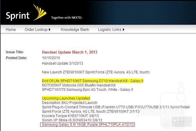 Purple Samsung Galaxy S III supposedly coming to Sprint - Samsung Galaxy S III in purple supposedly coming to Sprint