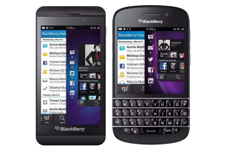 The BlackBerry Z10 (L) and the upcoming BlackBerry Q10 - BlackBerry Z10 prices dropped by U.K. retailers