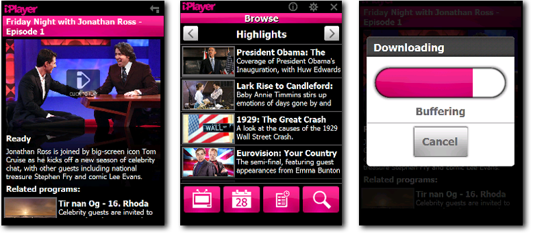 The BBC iPlayer app allows users to watch live BBC television or listen to live BBC radio - BBC iPlayer coming to Windows Phone 7.5 and Windows Phone 8
