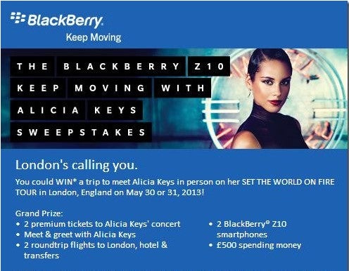 Win a chance to meet Alicia Keys with AT&amp;T's contest - AT&T contest offers free ducats to see Alicia Keys and free BlackBerry Z10 units