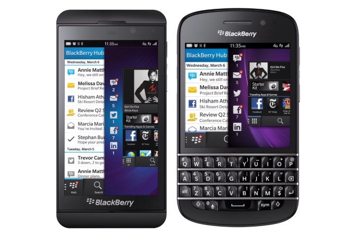 The BlackBerry Z10 (L) and the BlackBerry Q10 - BlackBerry CEO and analyst disagree on the strength of the BlackBerry Z10's start