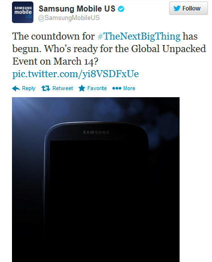 The tweet from Samsung - Samsung tweets the clearest Samsung Galaxy S 4 picture yet