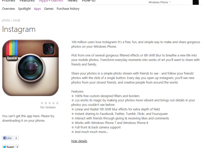 Instagram coming to Windows Phone, leaked screenshot reveals, but you have to wait till May