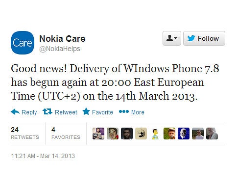 Windows Phone 7.8 update resumes, won&#039;t cause live tile issues