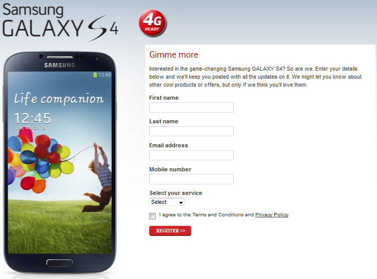 Pre-register for the Samsung Galaxy S 4 at Vodafone Australia - Koala-ity phone: Four Australian carriers announce that they will carry the Samsung Galaxy S 4