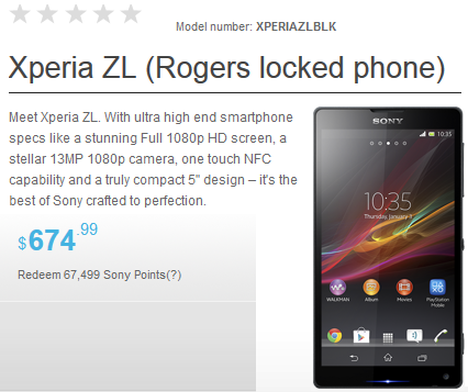 The Rogers-locked version of the Sony Xperia ZL can be pre-ordered - Rogers-locked Sony Xperia ZL up for pre-order by Sony; will ship on April 2nd