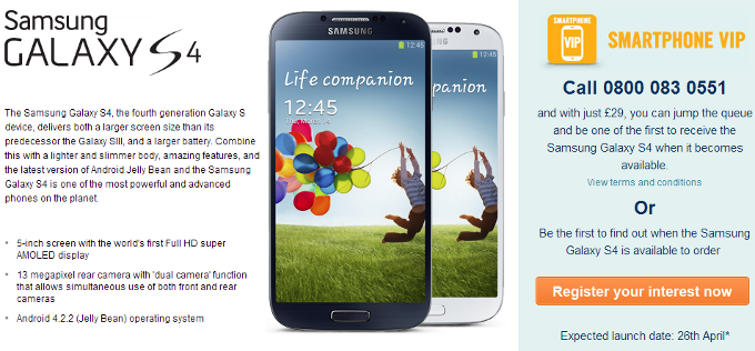 Samsung Galaxy S 4 logs record pre-regs with Carphone Warehouse, four times the S III