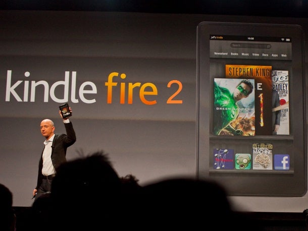 The Amazon Kindle Fire 2 introduced by Jeff Bezos - Amazon rumored to soon offer a $99 Kindle Fire HD tablet with 7 inch screen