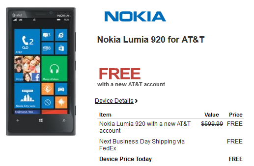 Microsoft is offering the Nokia Lumia 920 for free - Nokia Lumia 920 and HTC Windows Phone 8X are free from Microsoft with a signed two-year contract